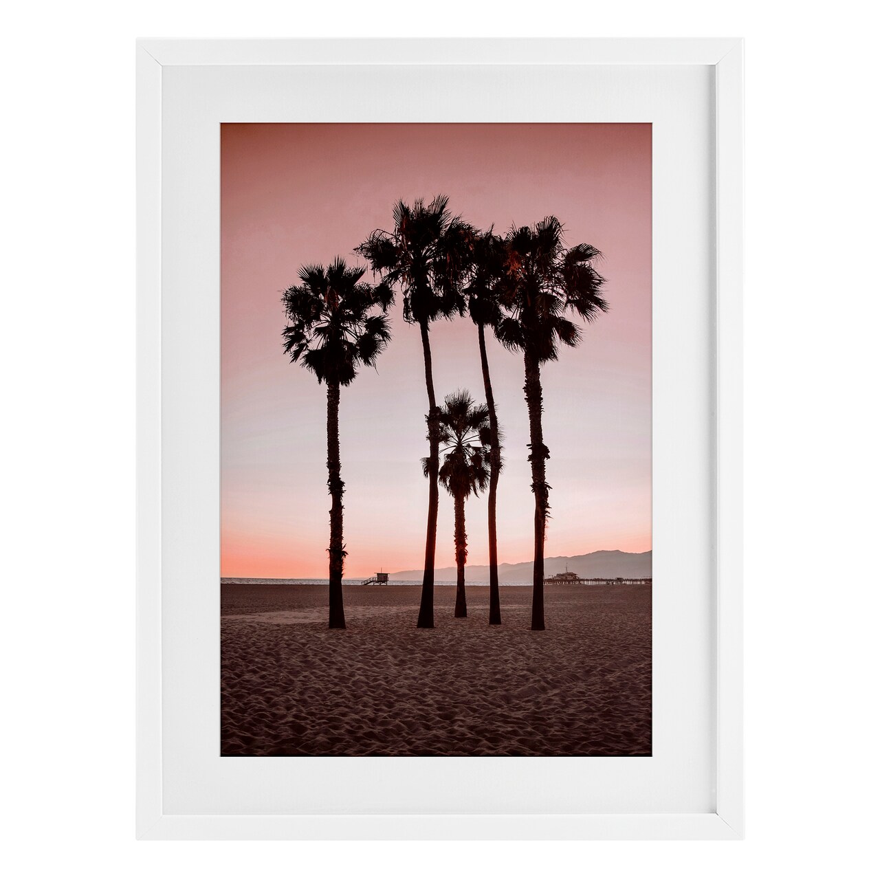 Stupell Industries Stanta Monica Palms Pink Framed Print Under Glass, design by Natalie Carpentieri